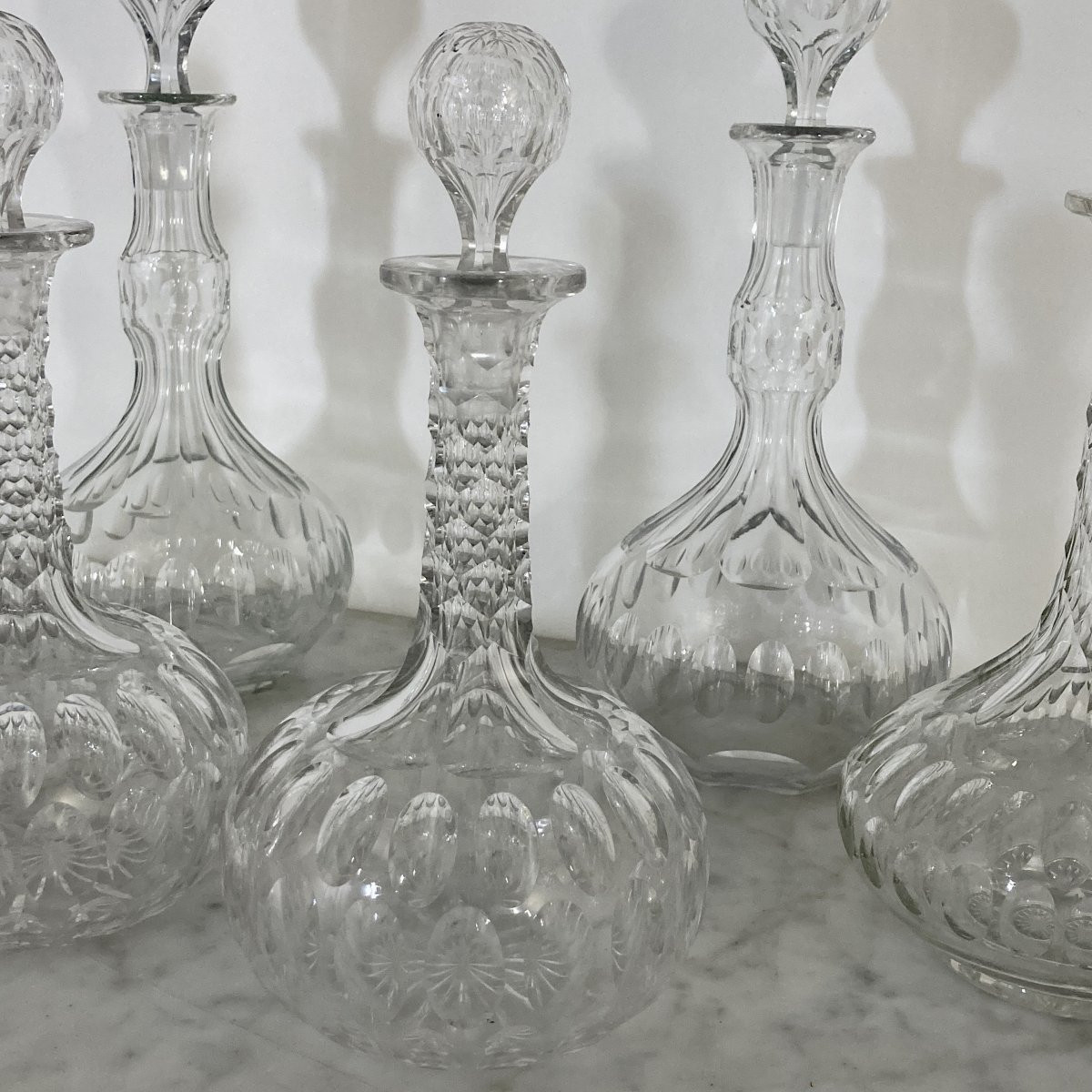 Collection de 6 carafes en cristal de Val Saint-Lambert-photo-3