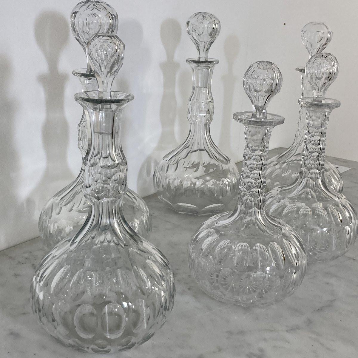 Collection de 6 carafes en cristal de Val Saint-Lambert-photo-1