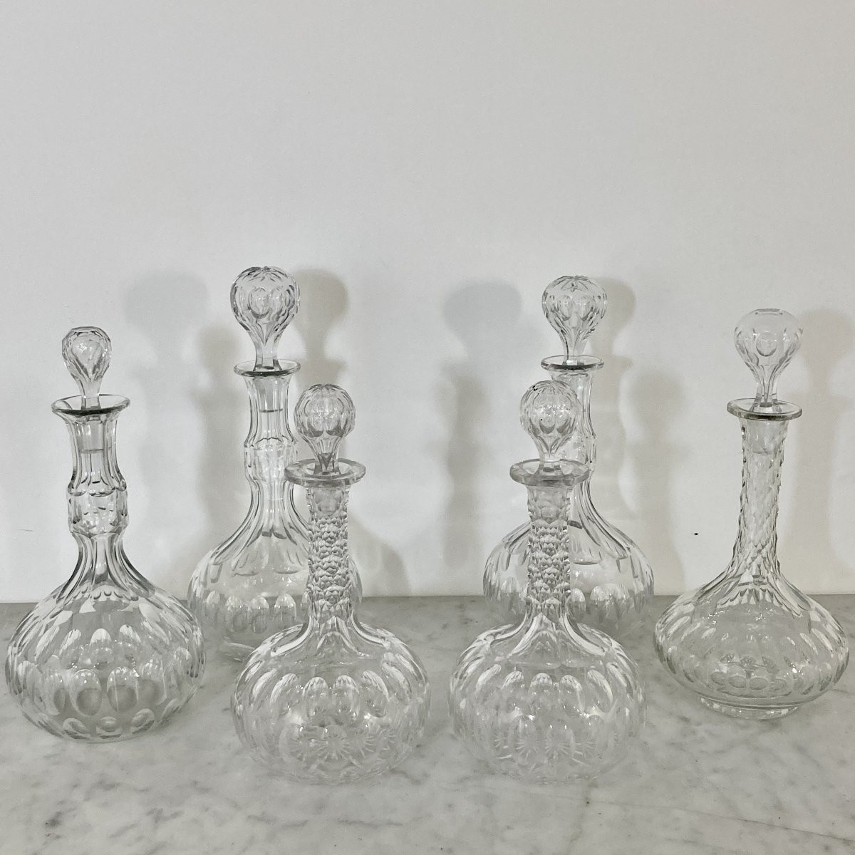 Collection de 6 carafes en cristal de Val Saint-Lambert-photo-6