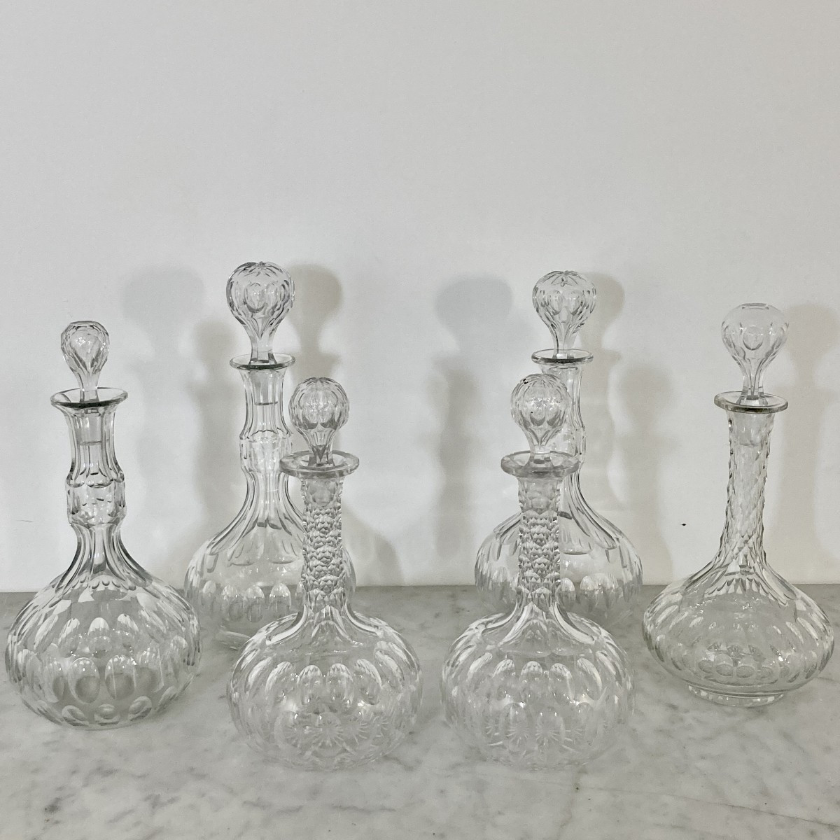 Collection de 6 carafes en cristal de Val Saint-Lambert