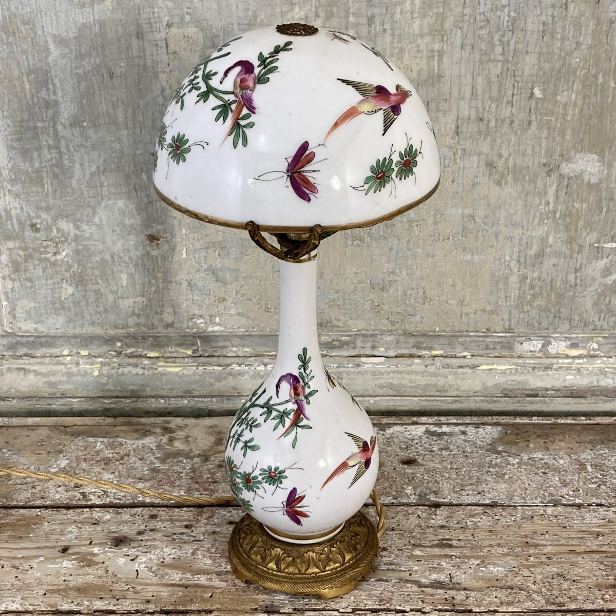 Lampe champignon en porcelaine de Desvres-photo-3