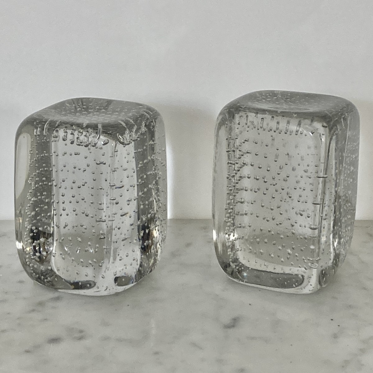 Pair Of Crystal Bookends Signed Schneider
