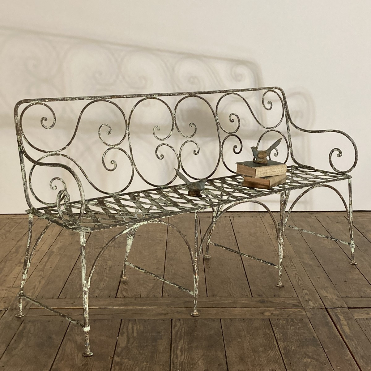 19th Century Riveted Wrought Iron Bench