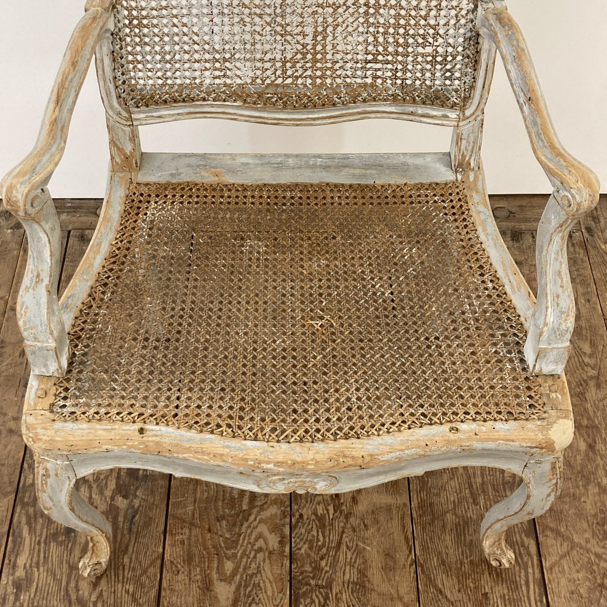 Siège canné d'époque Louis XV-photo-4