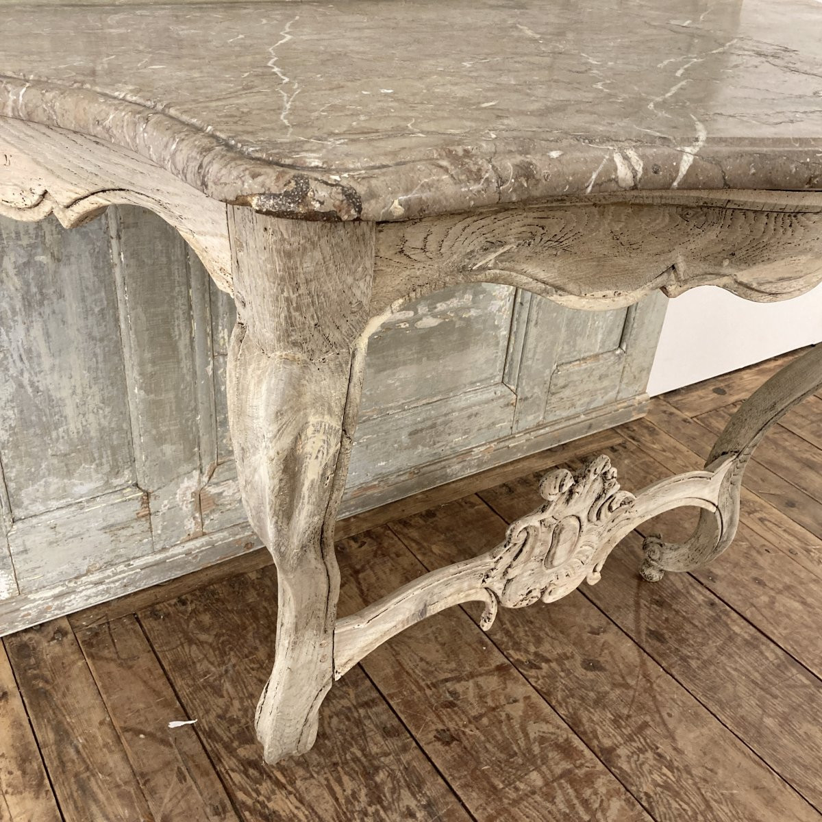 Console XVIII en chêne blanchi-photo-2