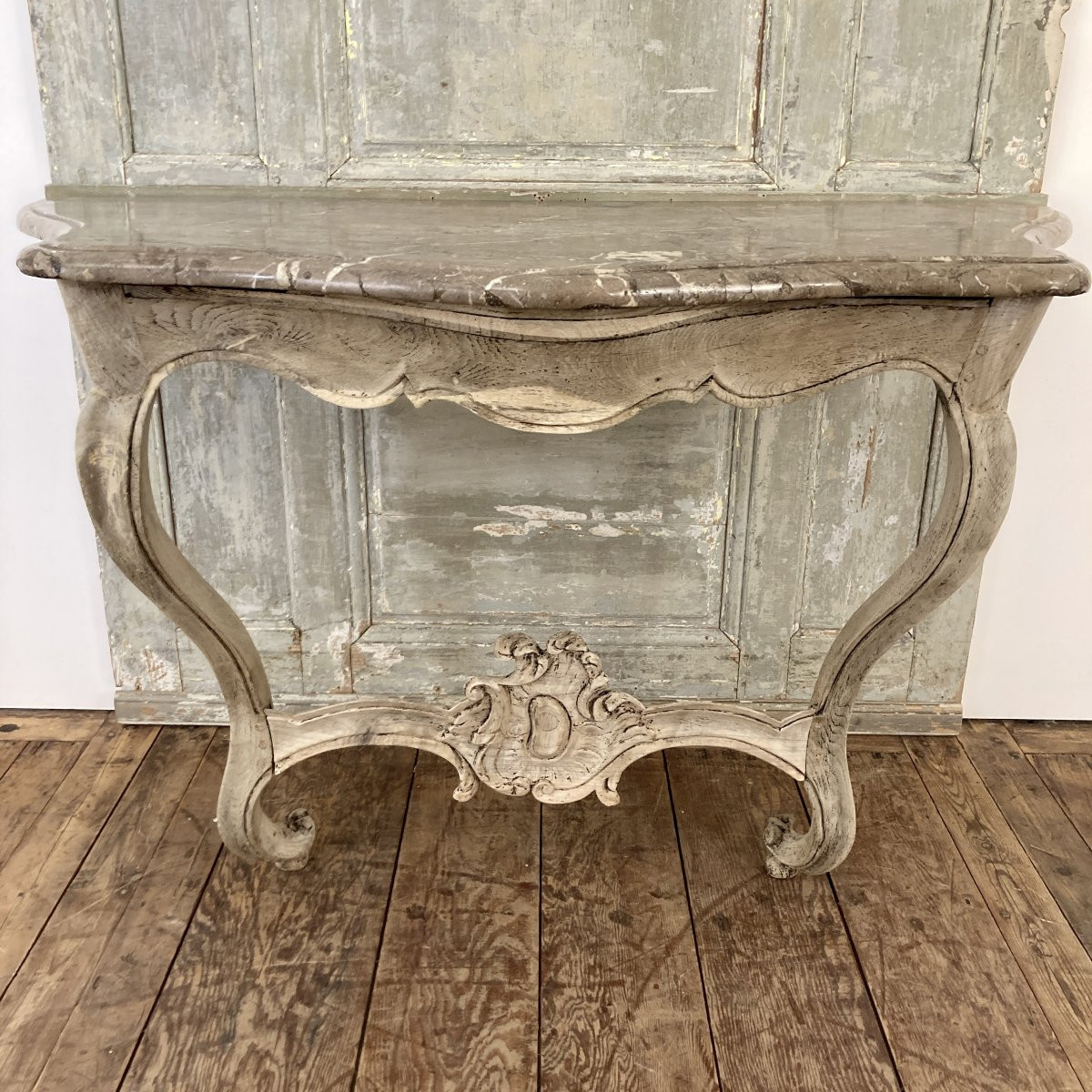 Console XVIII en chêne blanchi-photo-3