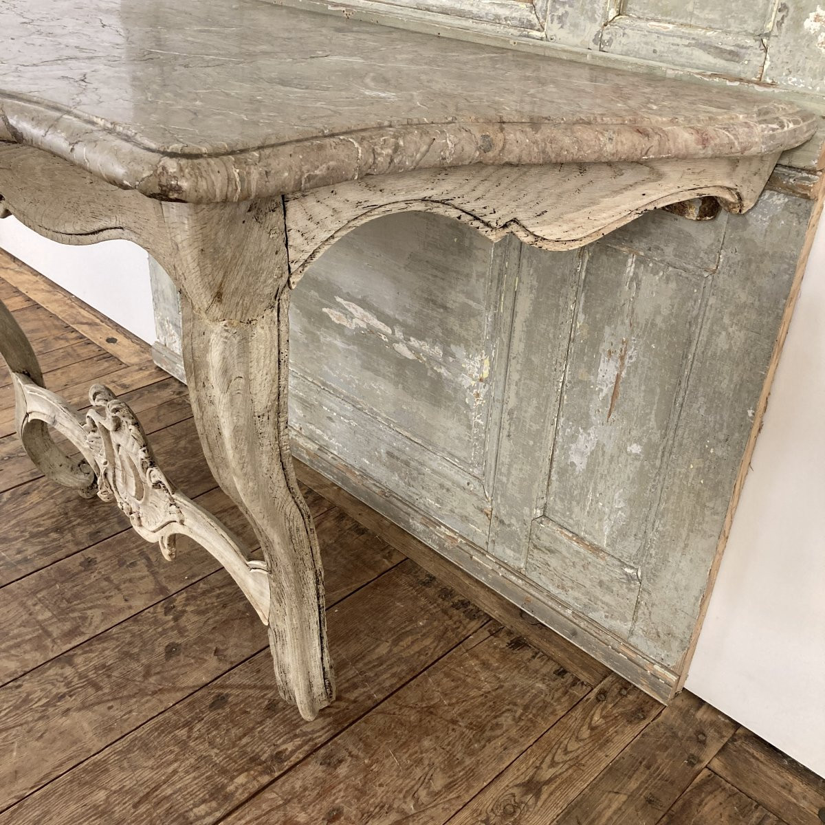 Console XVIII en chêne blanchi-photo-4