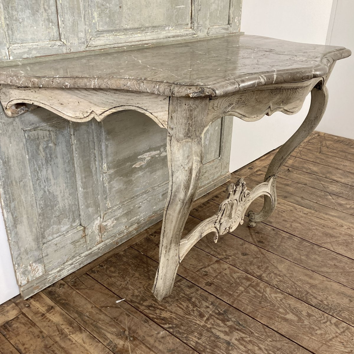 Console XVIII en chêne blanchi-photo-6