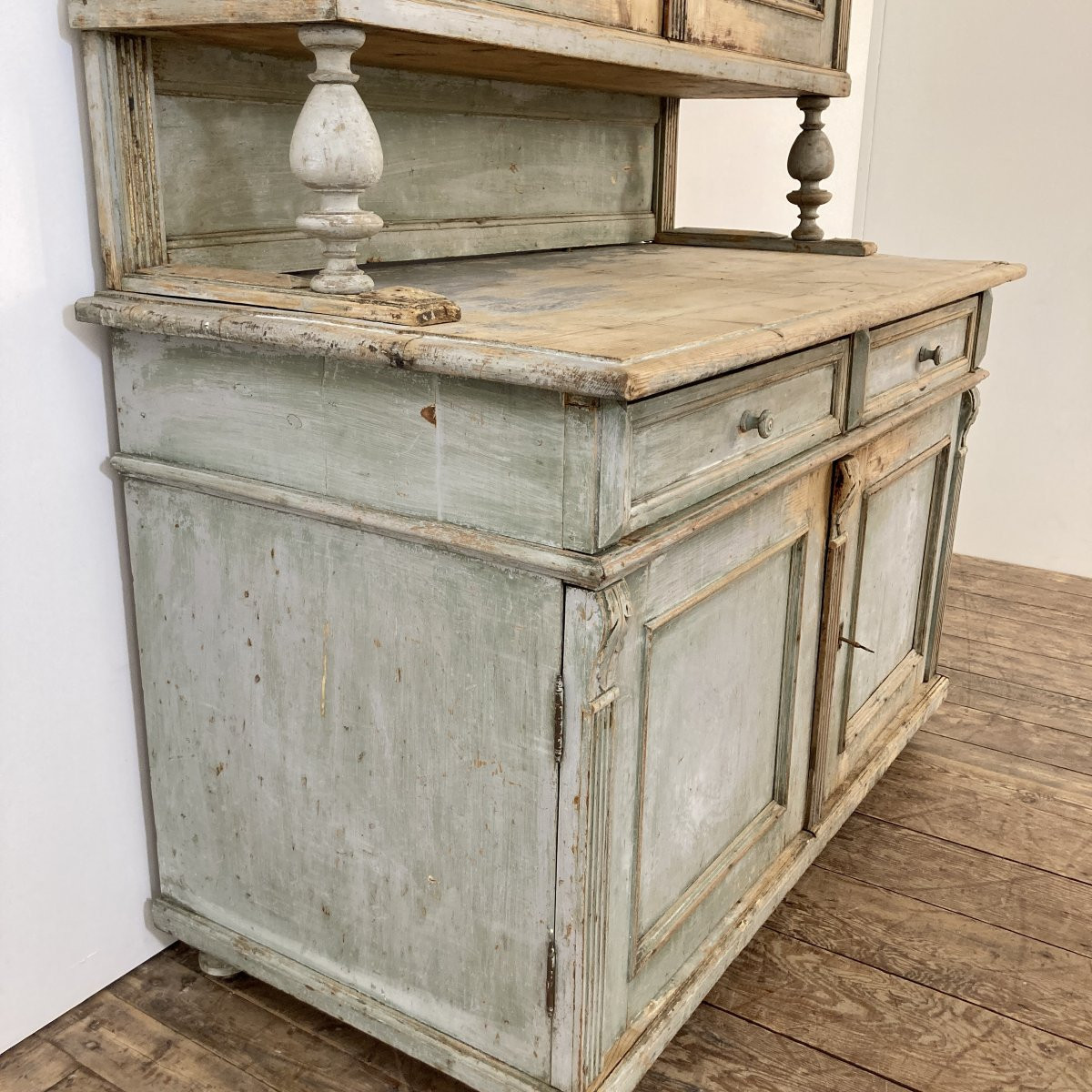 19th Century Painted Two-part Glass Sideboard-photo-5