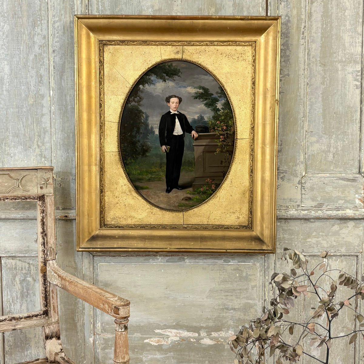 Portrait de jeune élégant signé Bury 1867-photo-2
