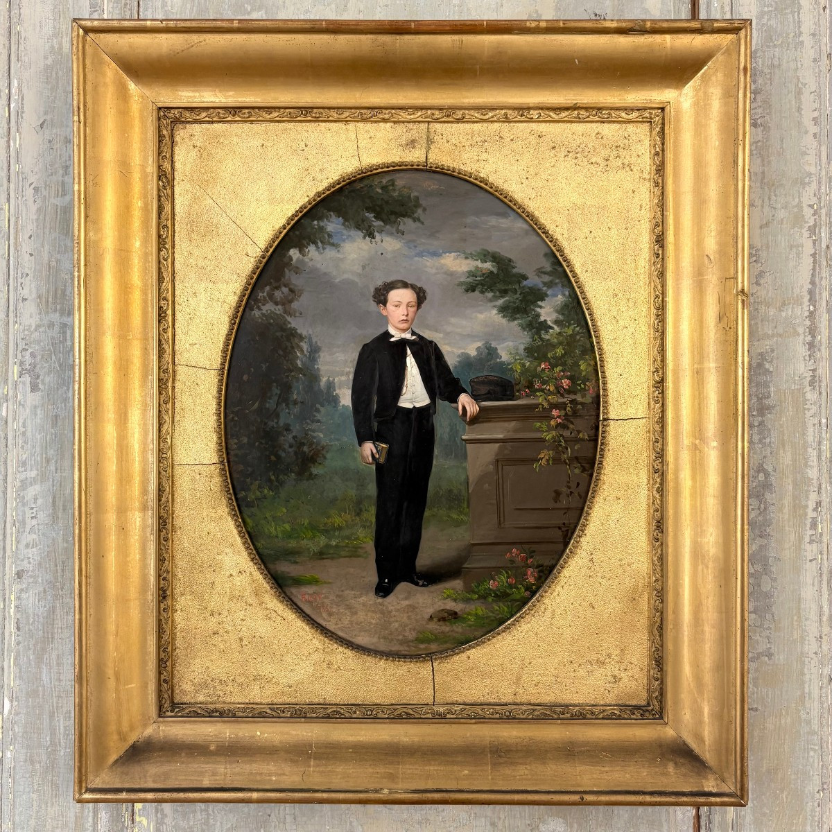 Portrait de jeune élégant signé Bury 1867