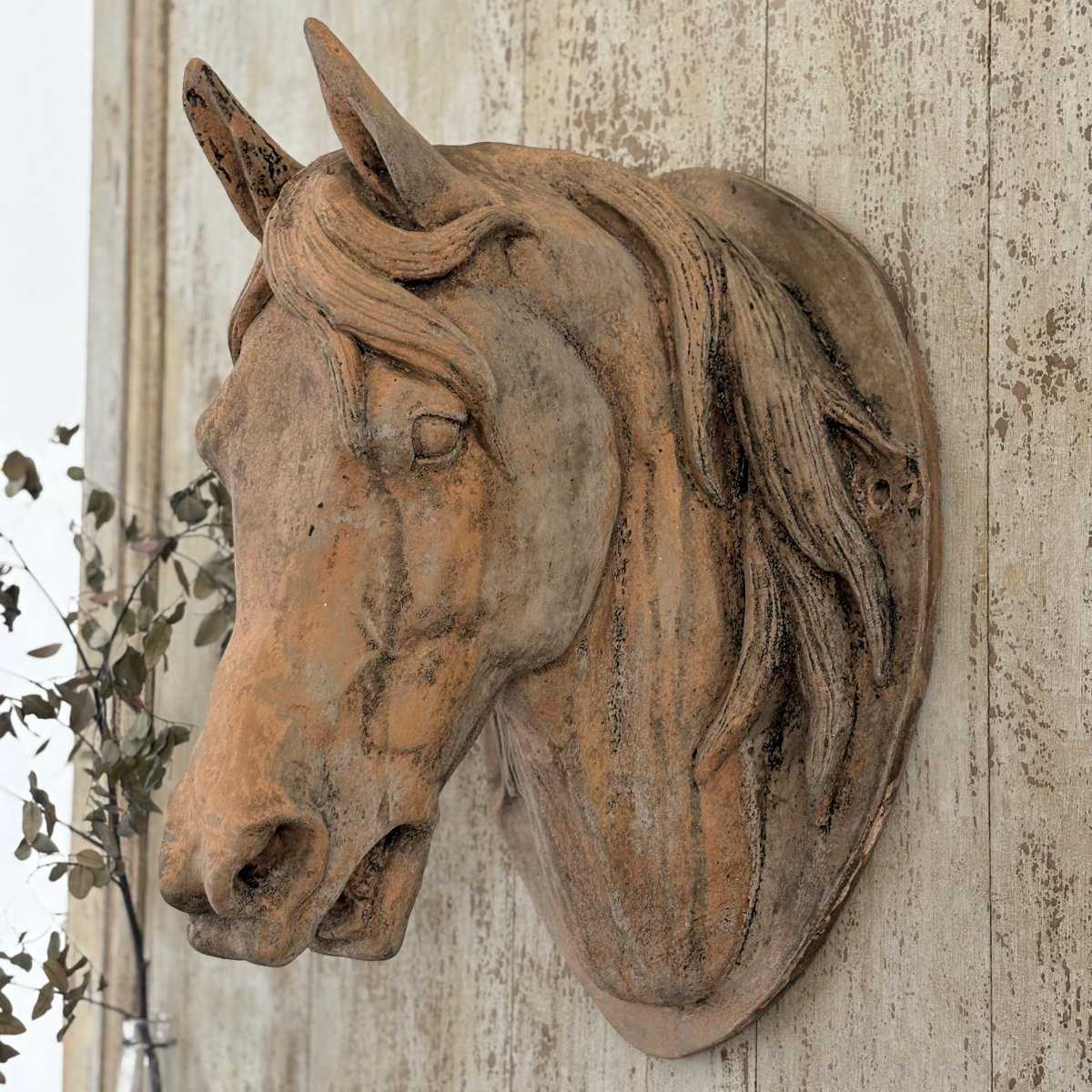 Tête de cheval en terre cuite XIXe-photo-2