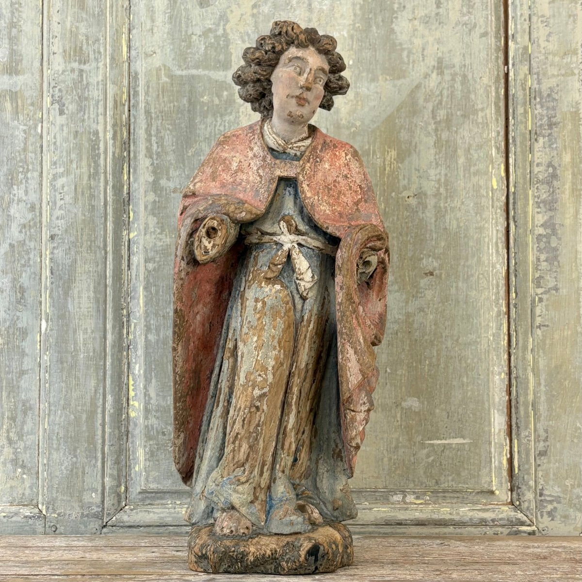 Archange Gabriel en bois sculpté XVIe-photo-2