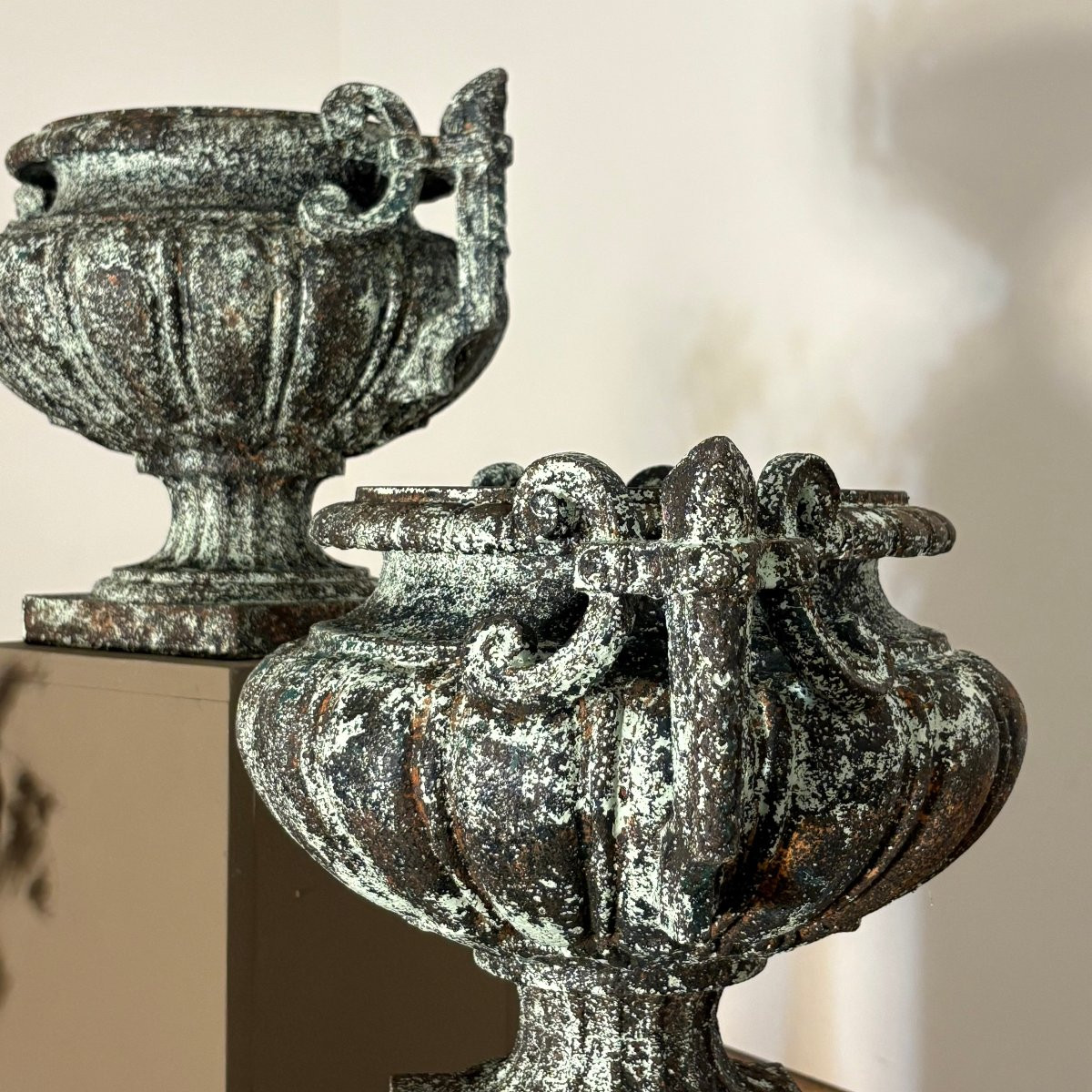 Paire de vases en fonte XIX-photo-7
