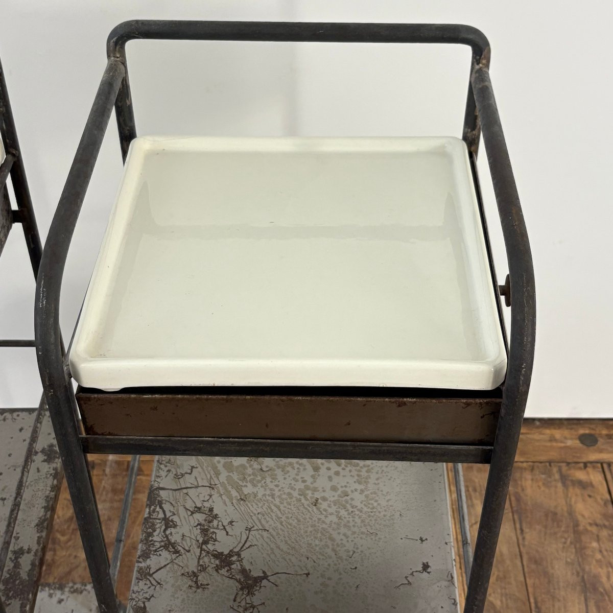 Paire de chevets en fer et céramique-photo-2