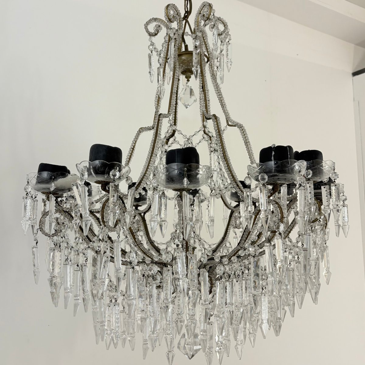 Paire de grands lustres à pampilles-photo-4