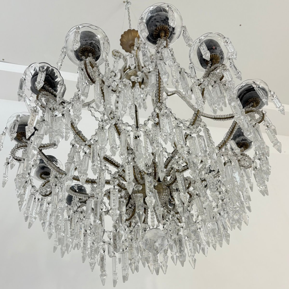 Paire de grands lustres à pampilles-photo-5