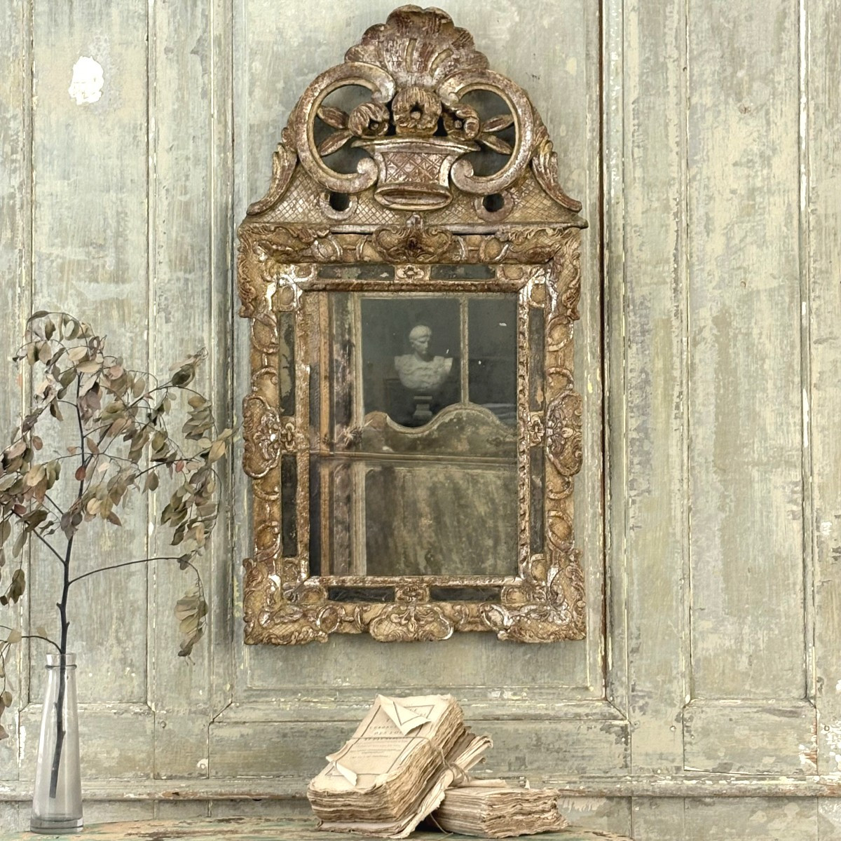 Louis XIV Period Mirror In Silvered Wood