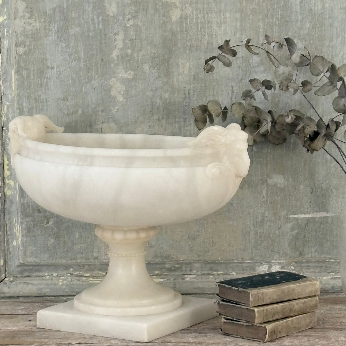 Coupe navette en albâtre XIXe-photo-7