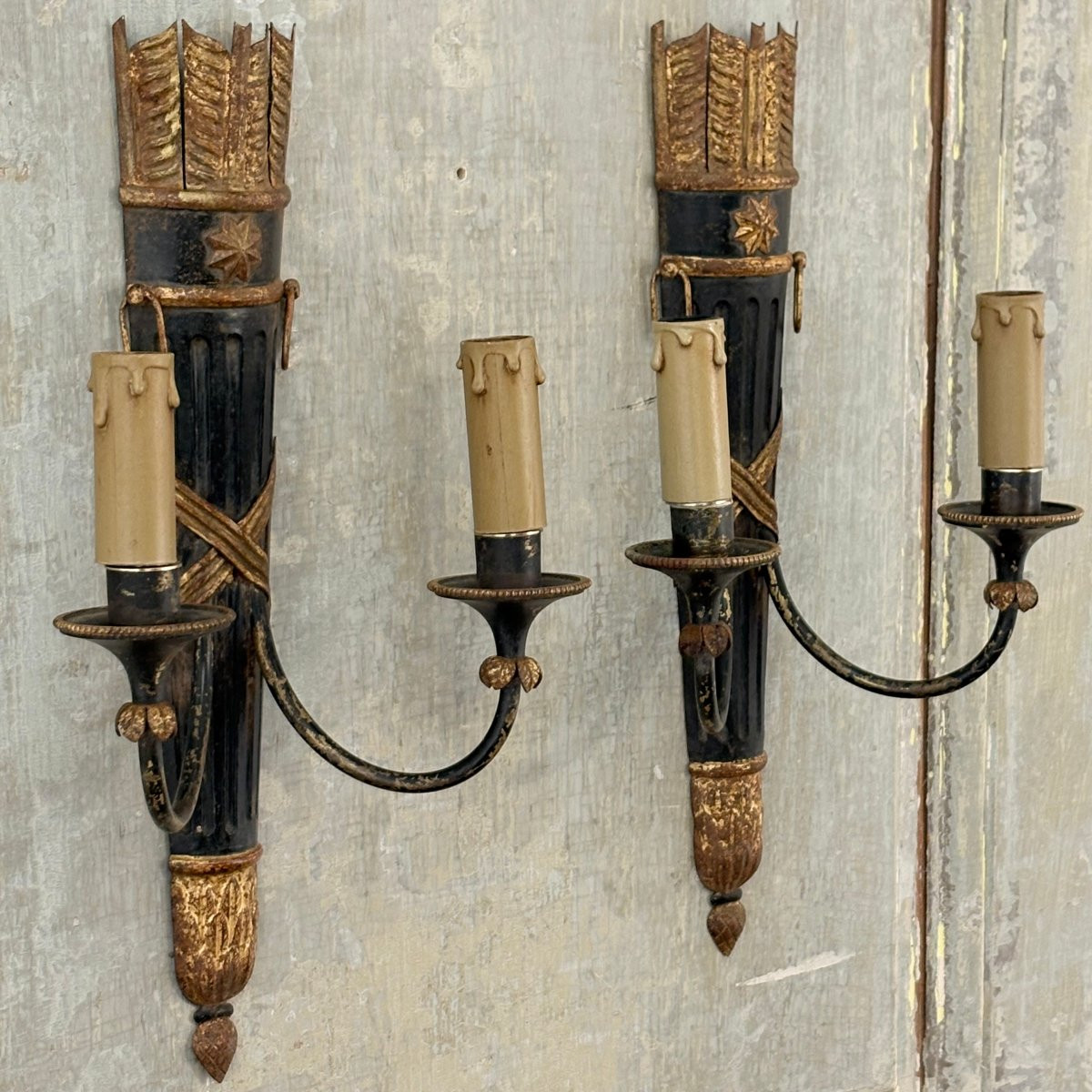 Pair Of Empire Style Quiver Wall Sconces-photo-4