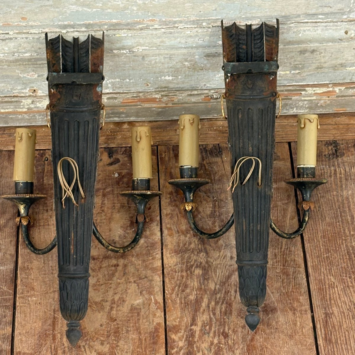 Pair Of Empire Style Quiver Wall Sconces-photo-1