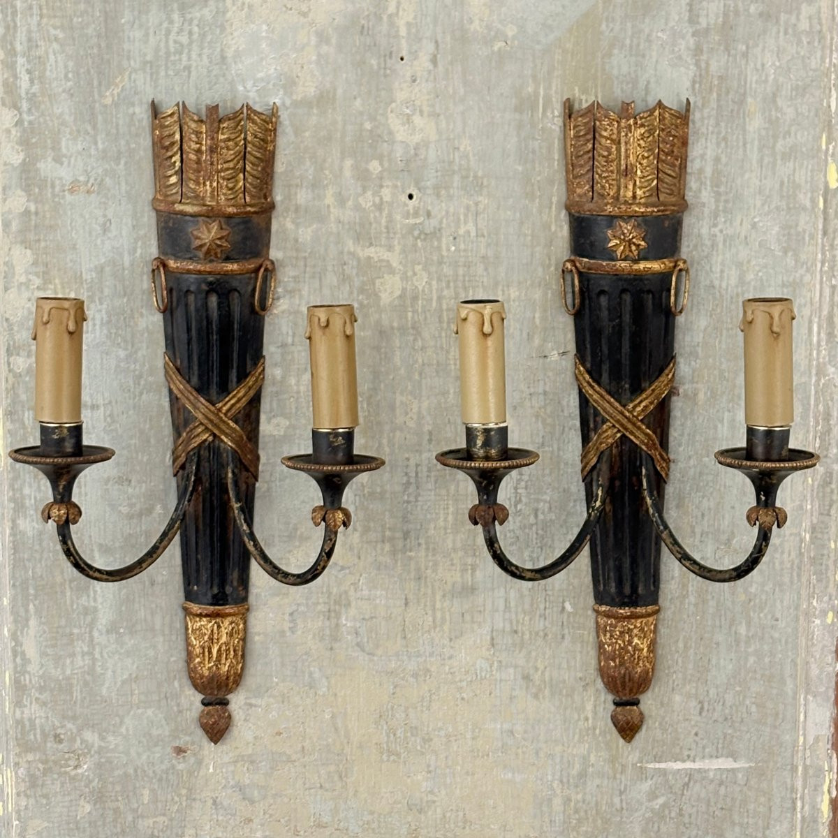 Pair Of Empire Style Quiver Wall Sconces-photo-2