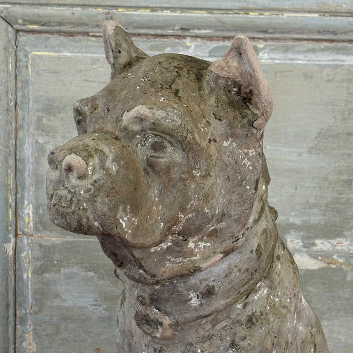 Bouledogue en pierre reconstituée début XXe-photo-2