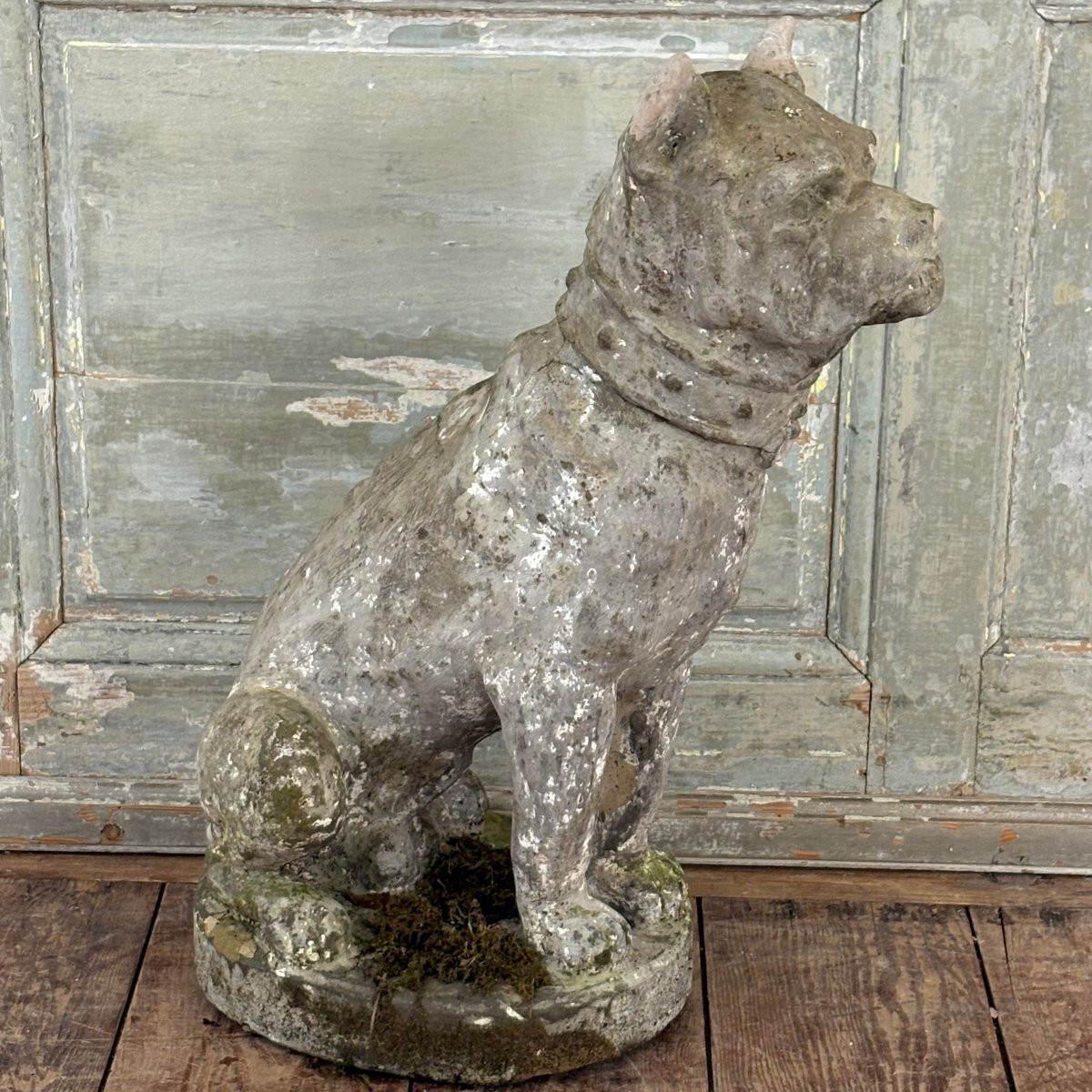 Bouledogue en pierre reconstituée début XXe-photo-4