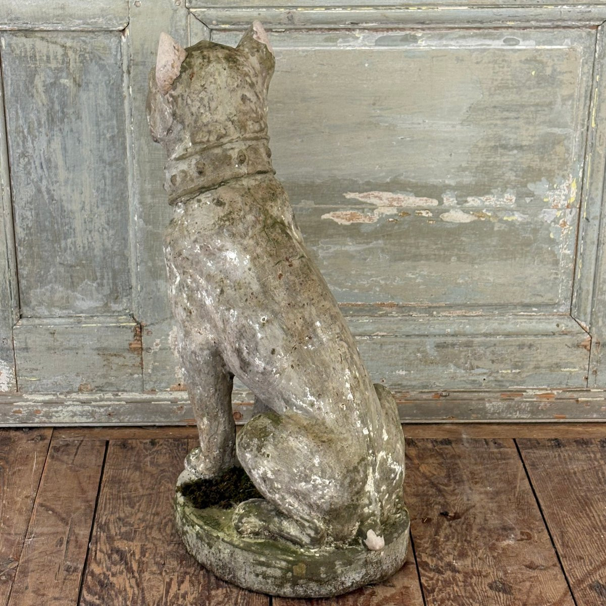 Bouledogue en pierre reconstituée début XXe-photo-1