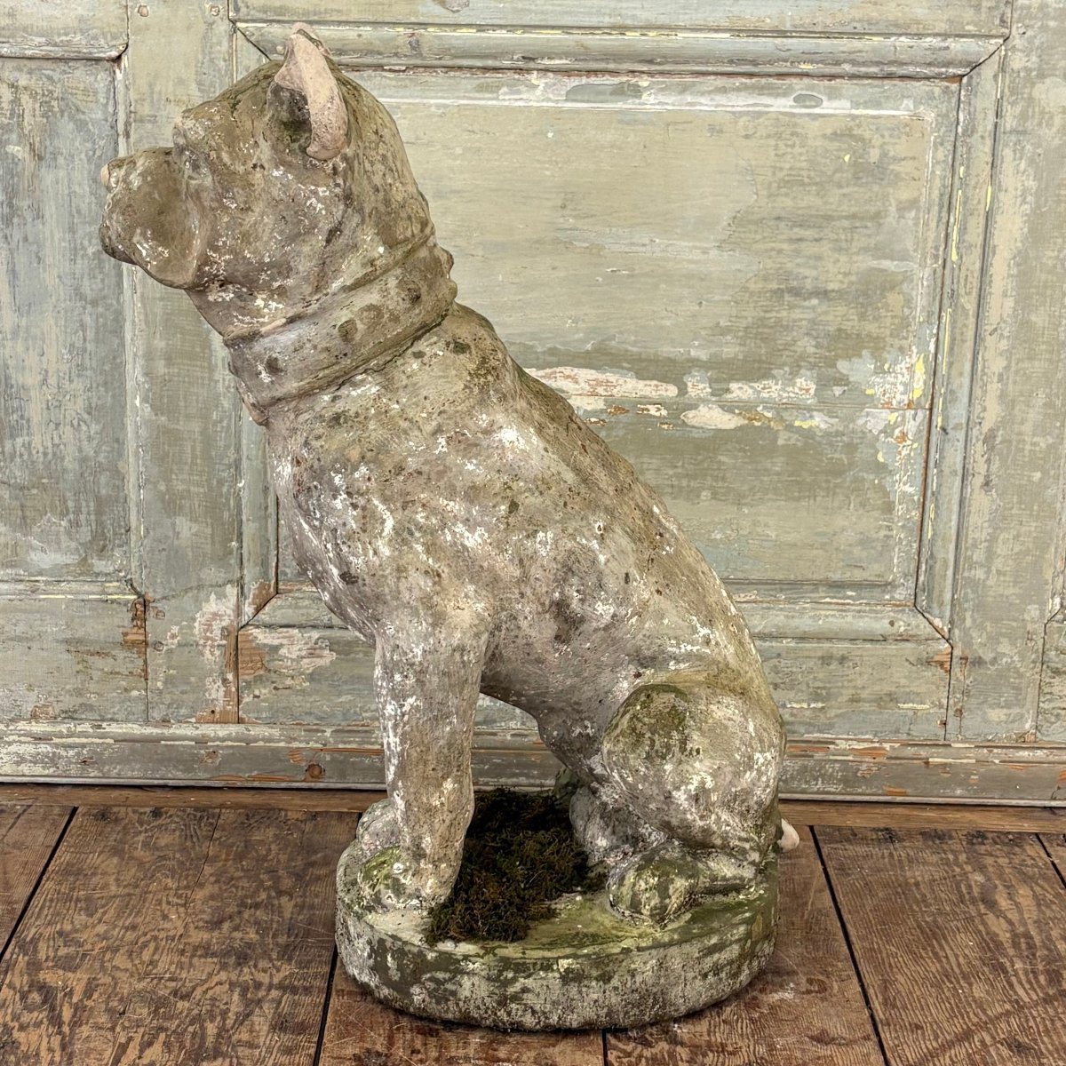 Bouledogue en pierre reconstituée début XXe-photo-2