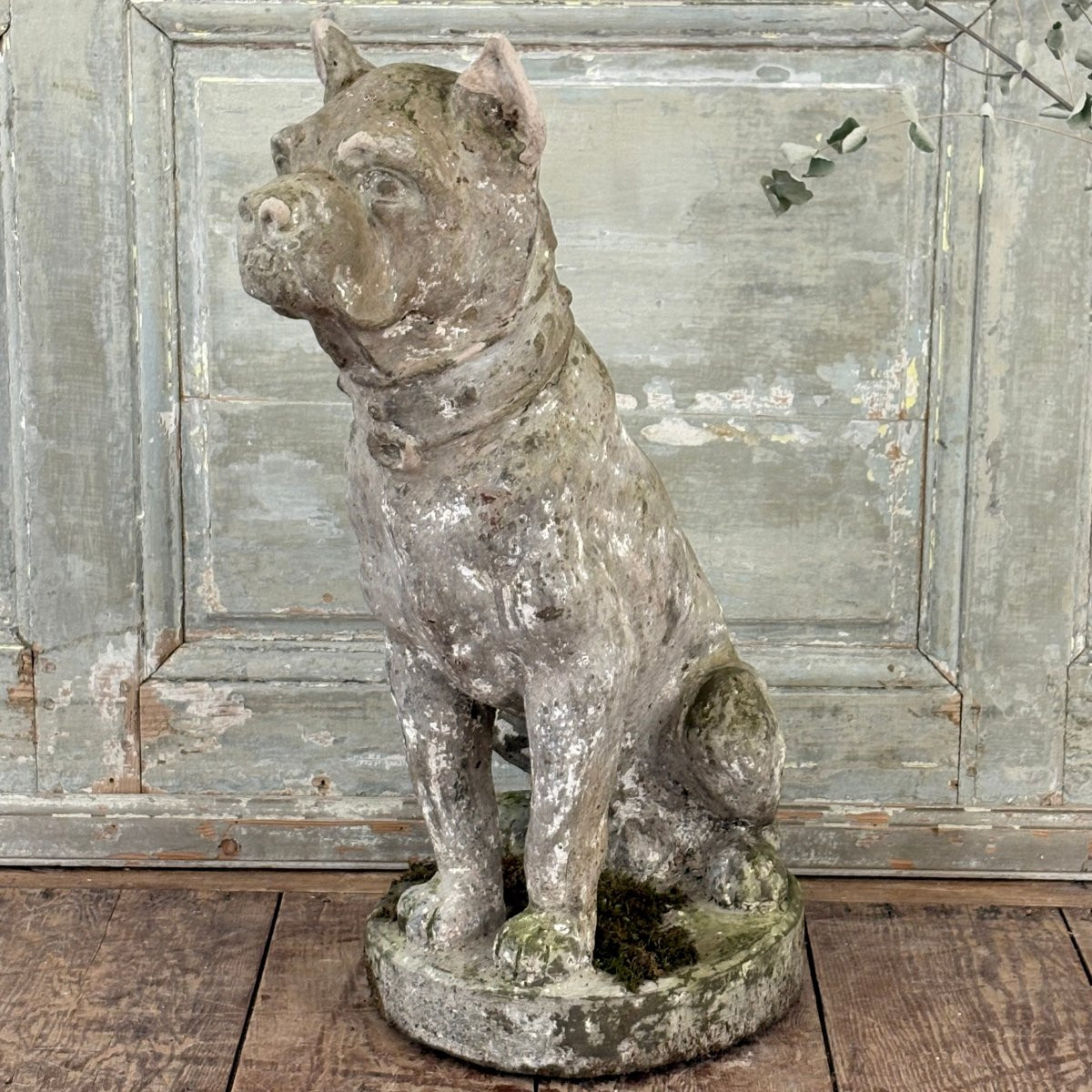 Bouledogue en pierre reconstituée début XXe-photo-3