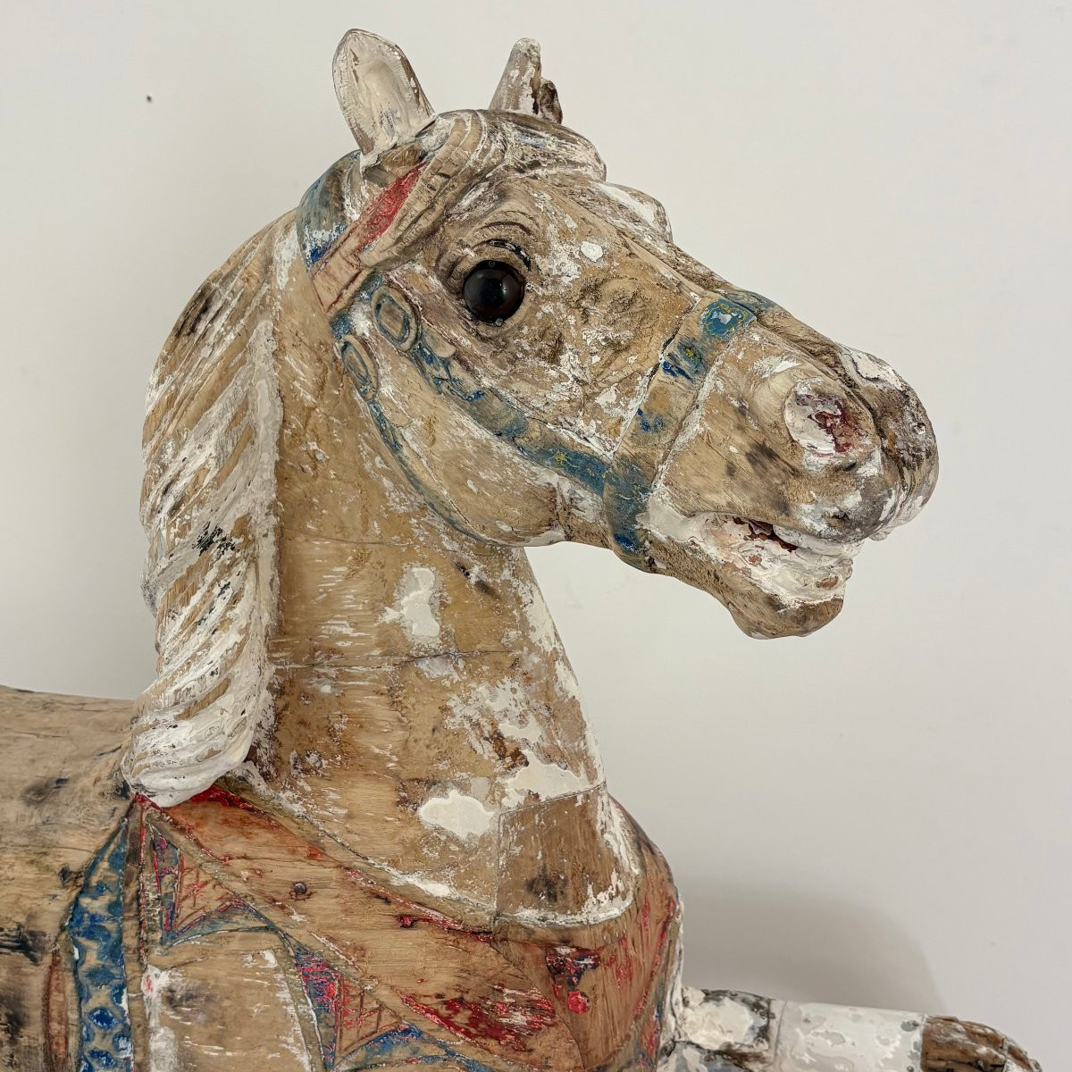 Cheval de carrousel en bois XIXe-photo-2