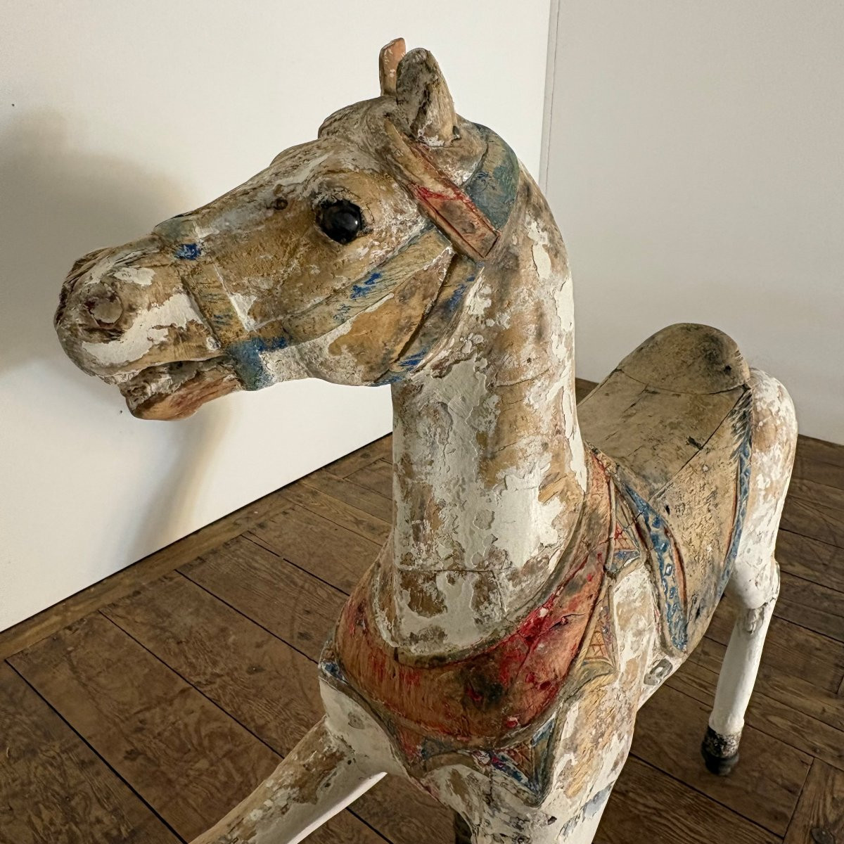 Cheval de carrousel en bois XIXe-photo-4