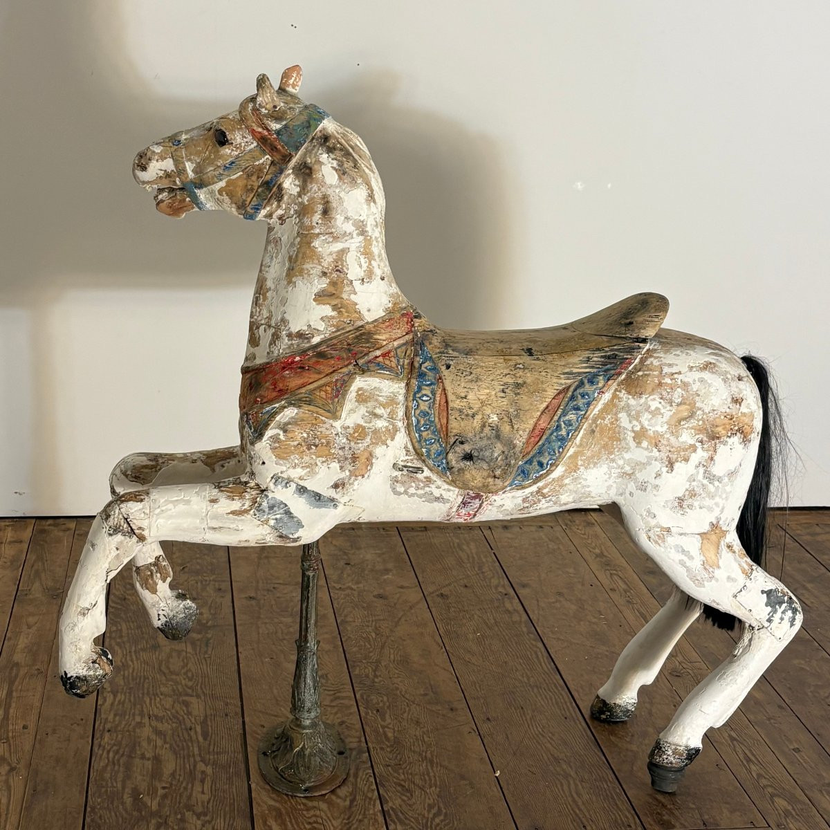 Cheval de carrousel en bois XIXe-photo-3
