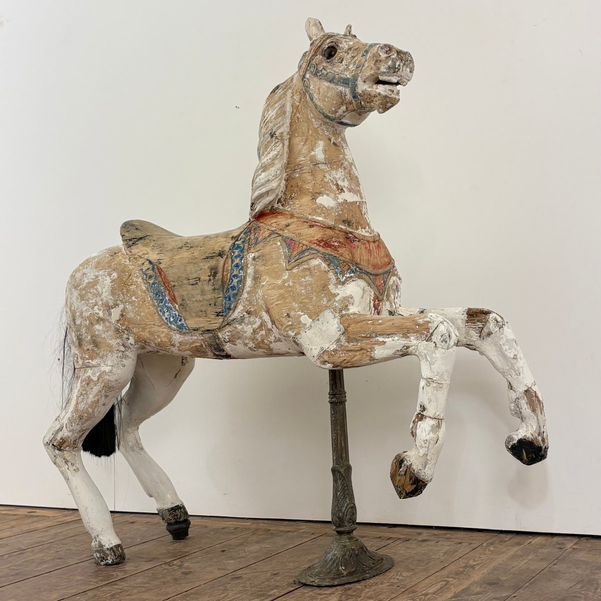 Cheval de carrousel en bois XIXe-photo-5