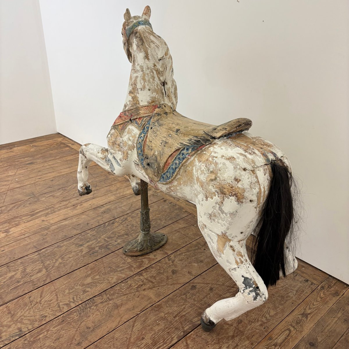 Cheval de carrousel en bois XIXe-photo-7