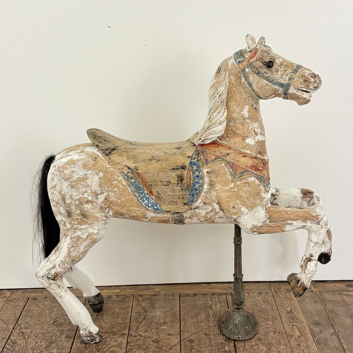 Cheval de carrousel en bois XIXe-photo-8