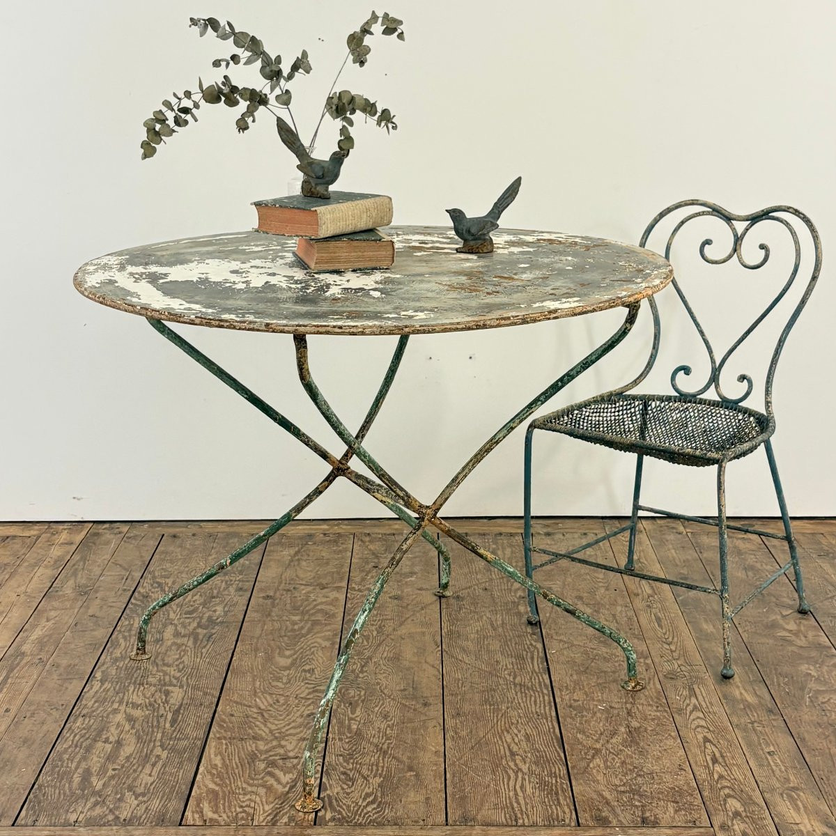 Table de jardin en fer forgé riveté XIXe-photo-3