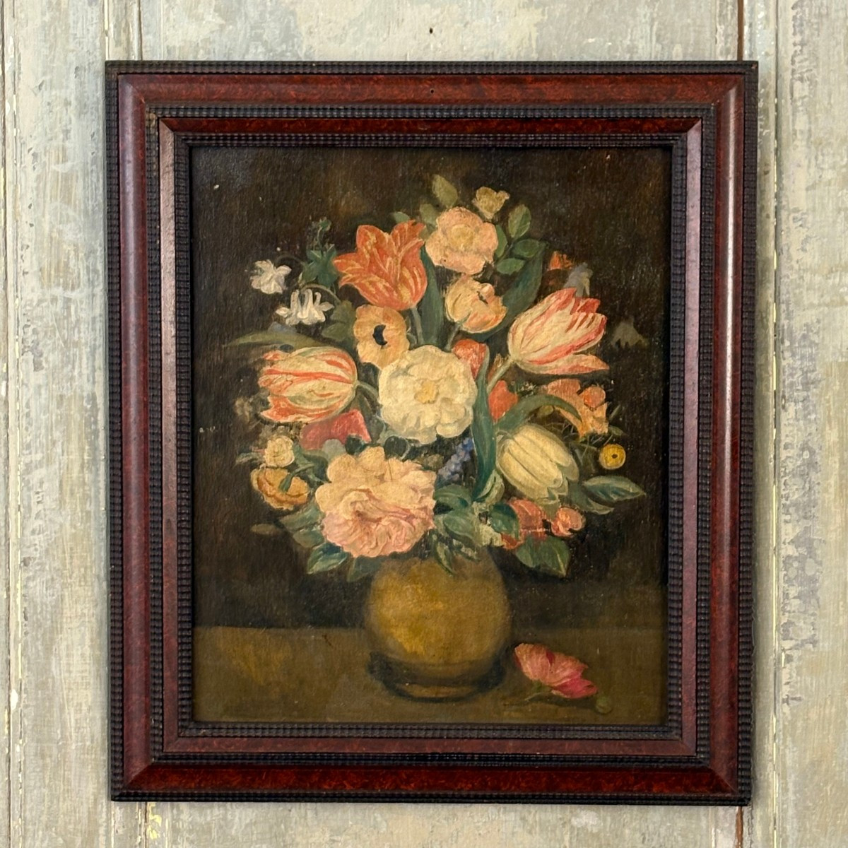 Oil On Panel Flower Bouquet-photo-1
