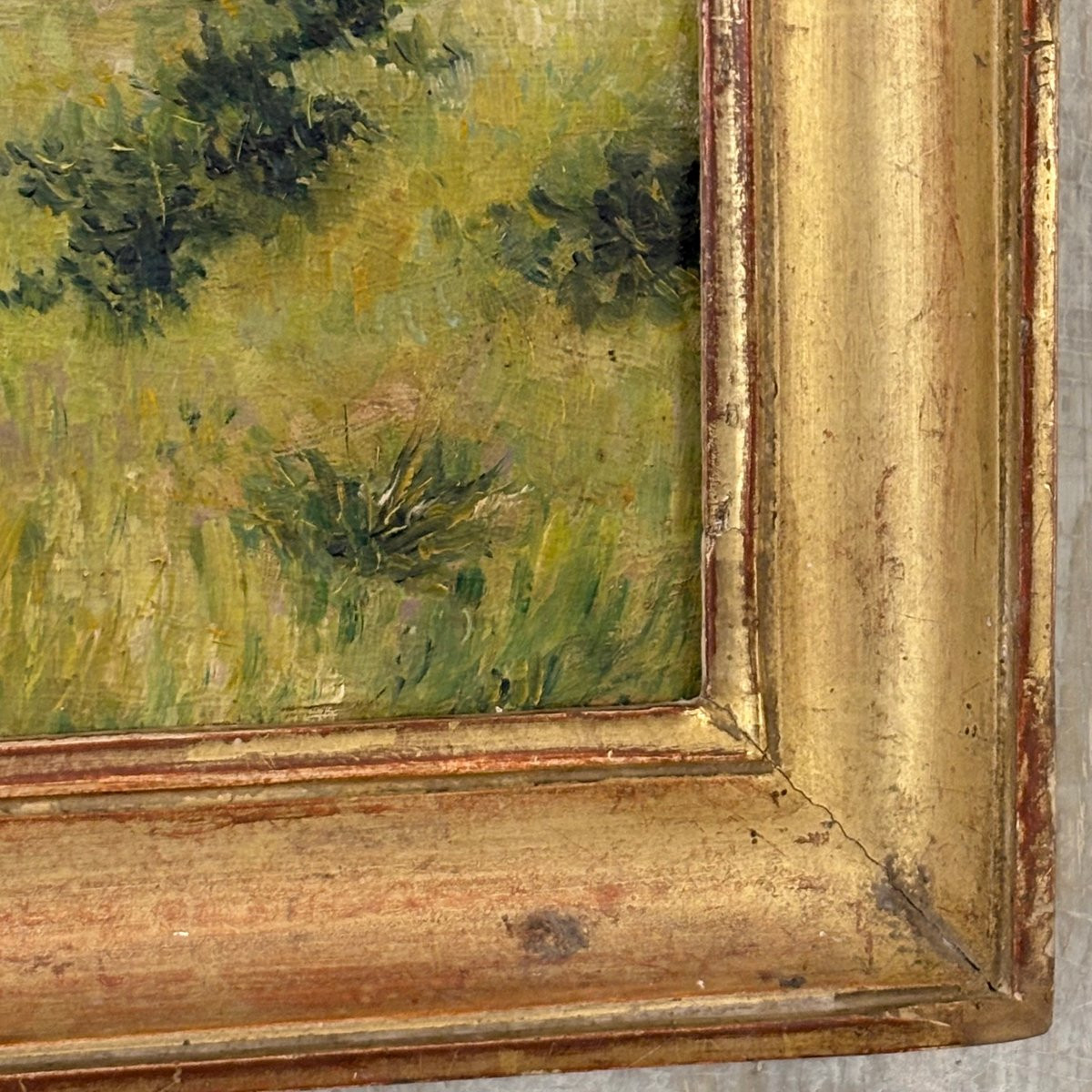 Huile sur panneau "Le déjeuné sur l'herbe" signé Martin-photo-1