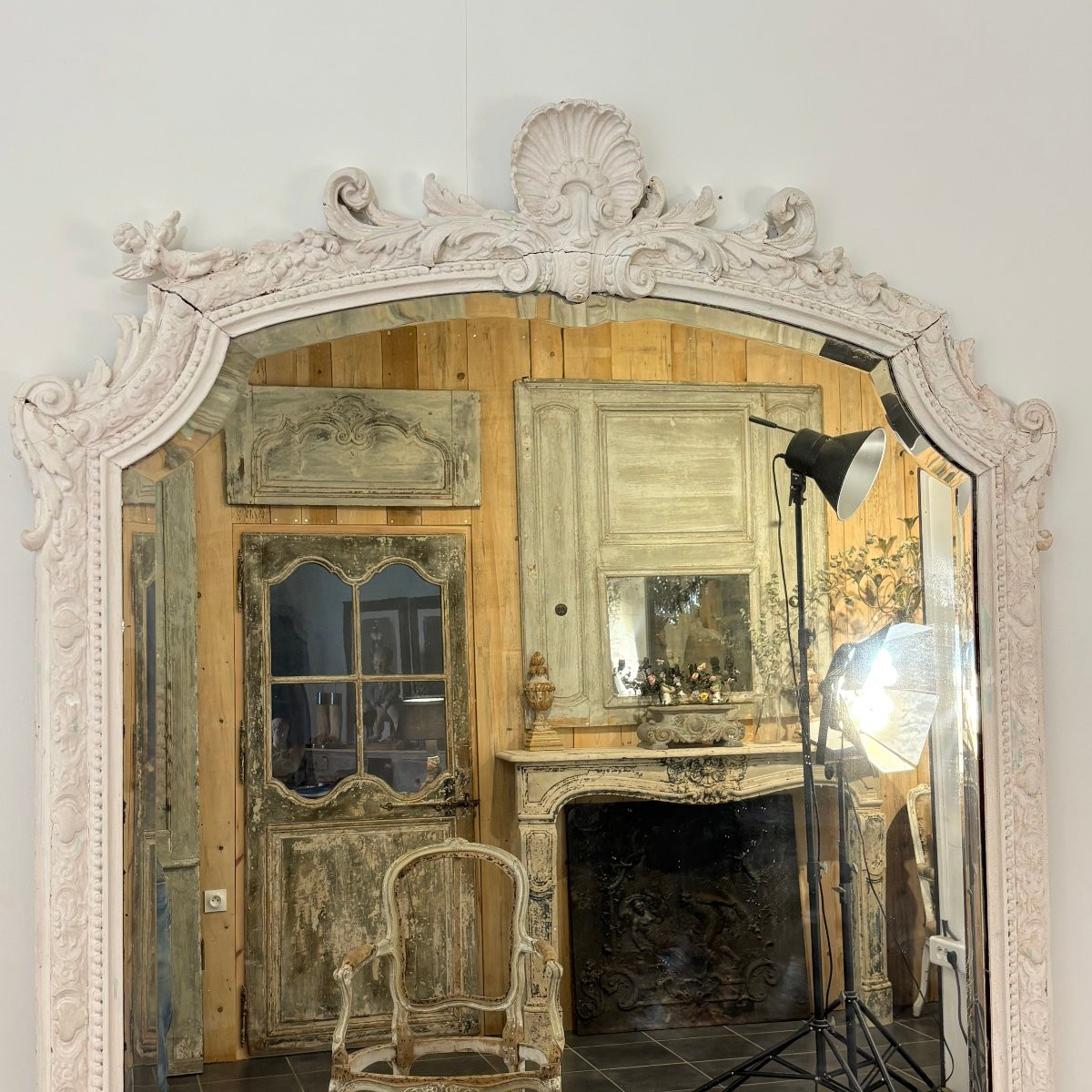 Grand miroir de boiserie de style régence-photo-2
