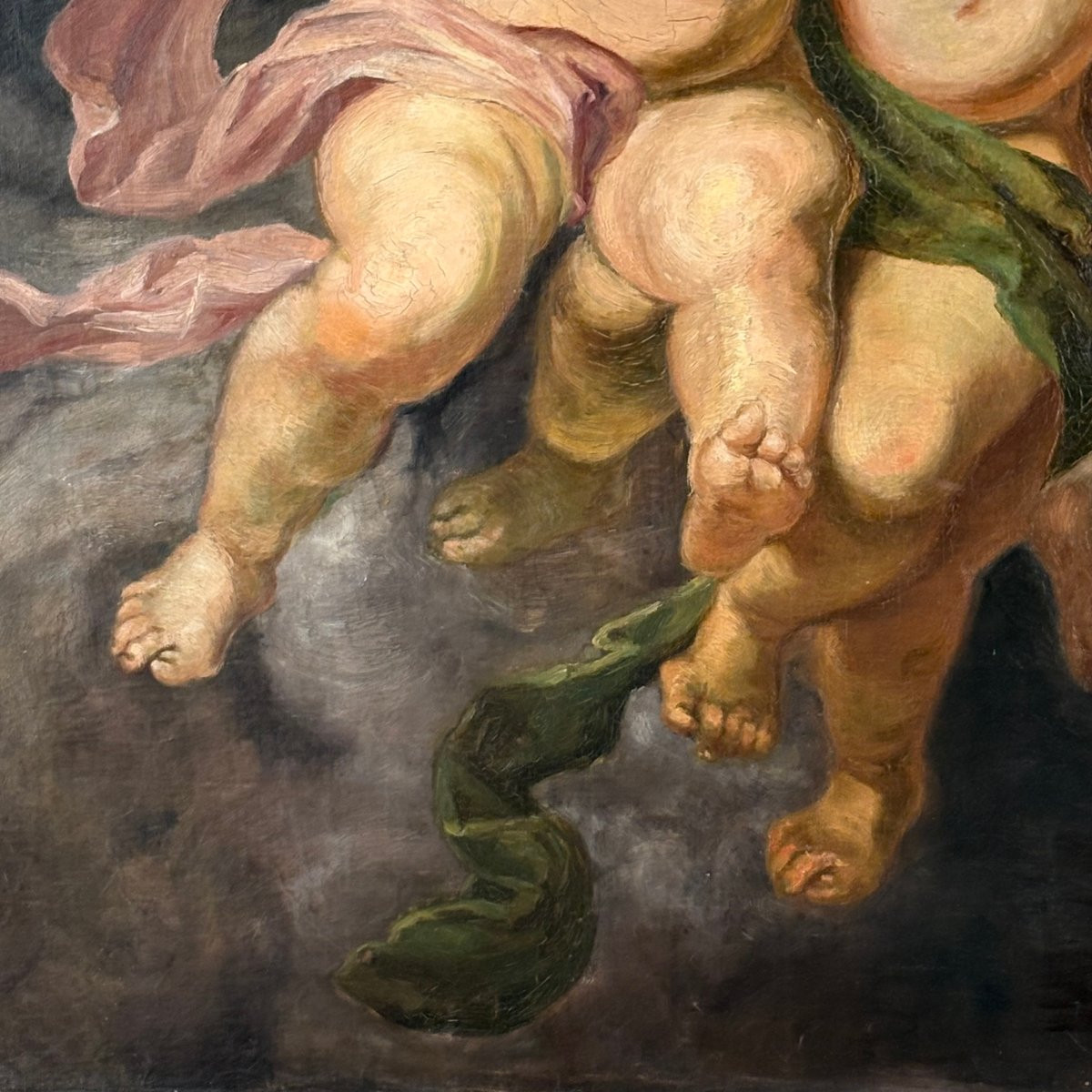 Large Painting Of Cherubs After Rubens-photo-2