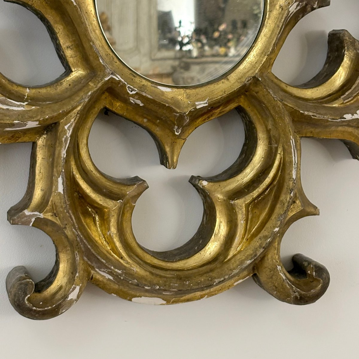 Gothic Gilded Wood Mirror 19th Century-photo-4