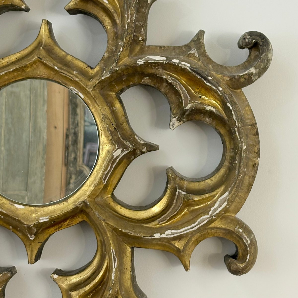 Gothic Gilded Wood Mirror 19th Century-photo-1