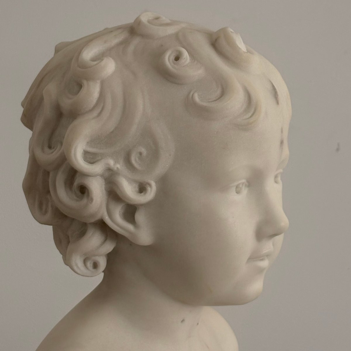 Buste d'enfant en marbre de Carrare XIXe-photo-2