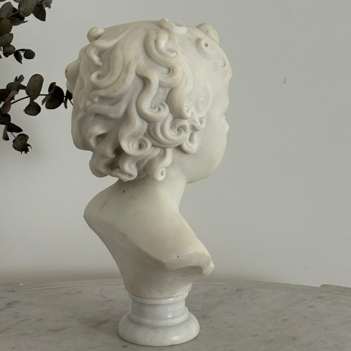 Buste d'enfant en marbre de Carrare XIXe-photo-2