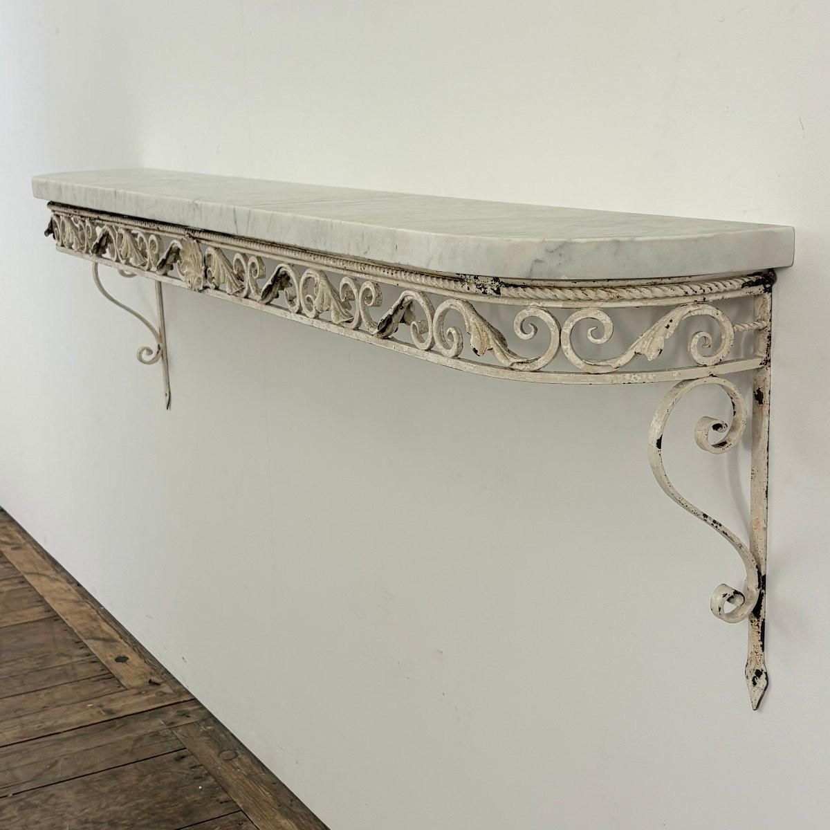 Console In Wrought Iron And Marble-photo-2
