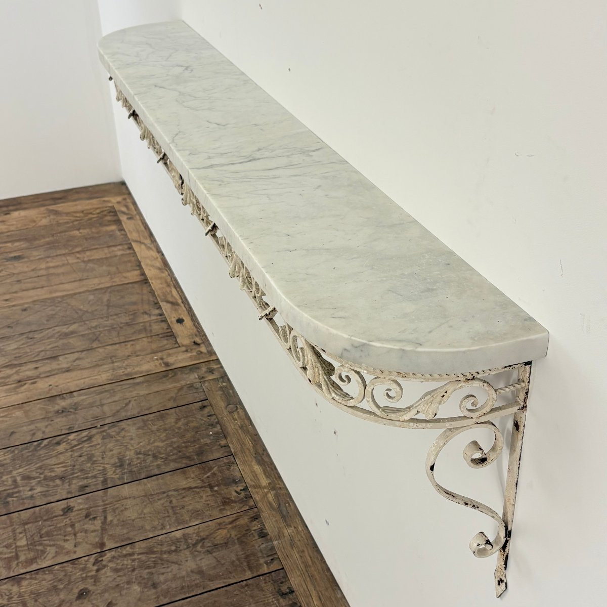 Console In Wrought Iron And Marble-photo-3