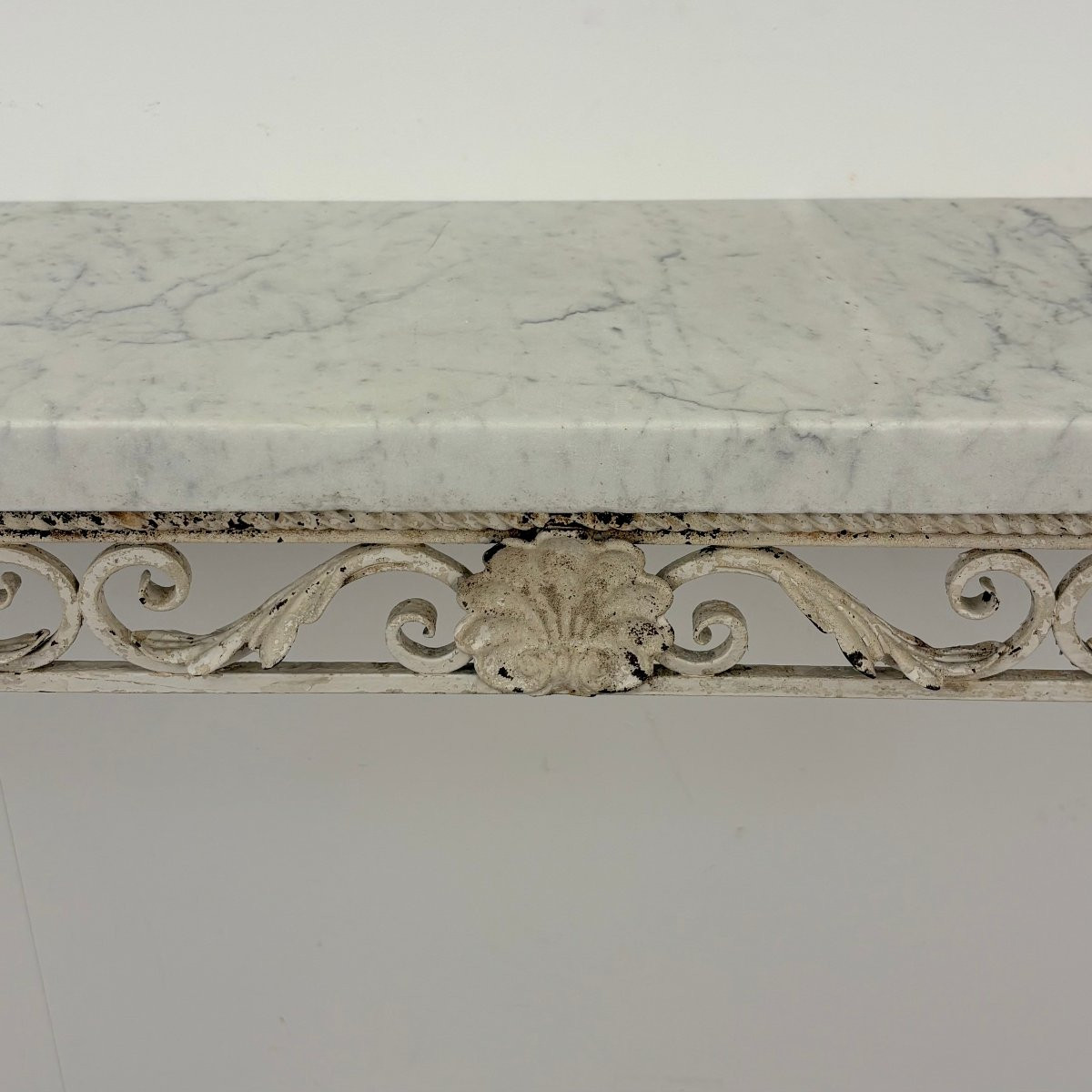 Console In Wrought Iron And Marble-photo-4