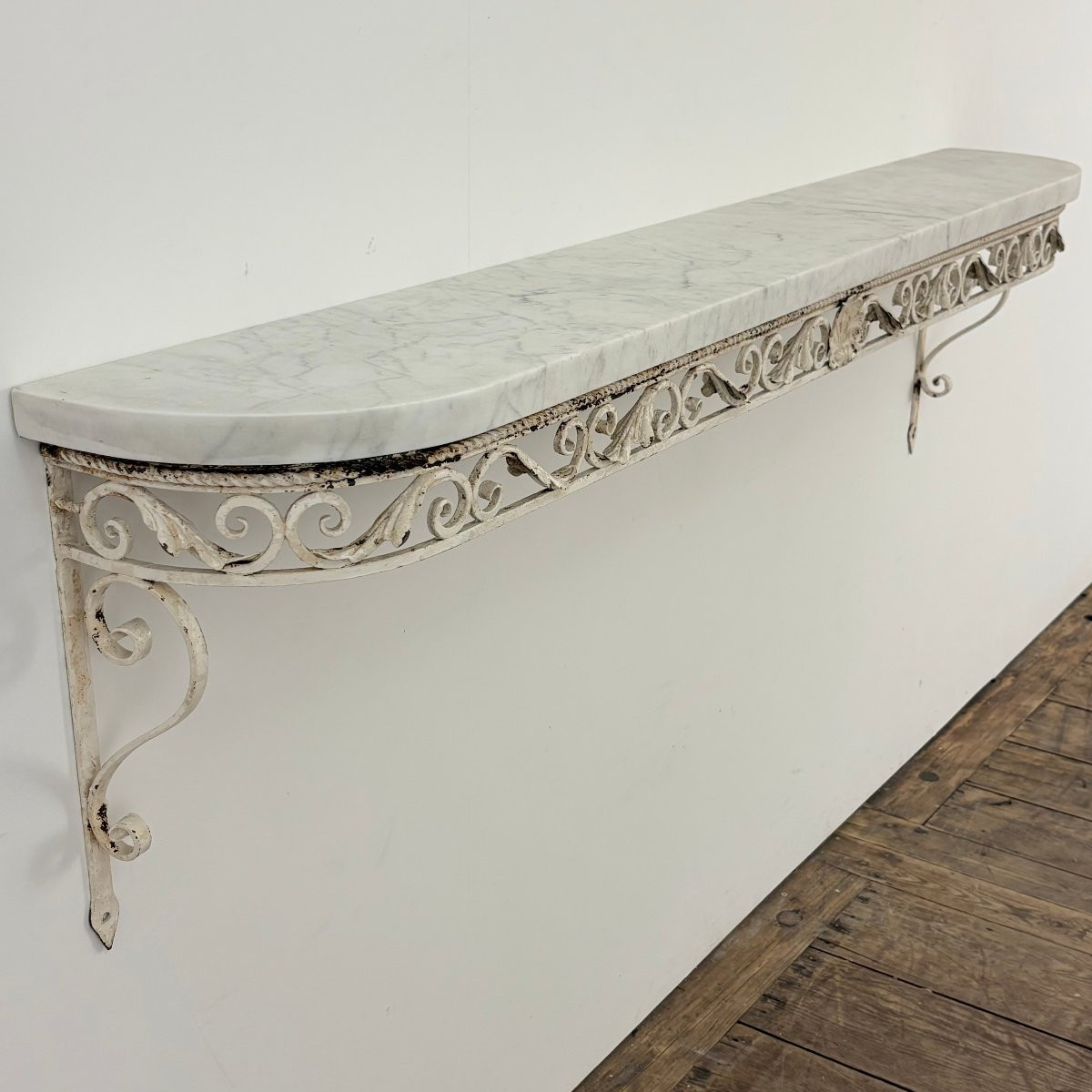 Console In Wrought Iron And Marble-photo-1